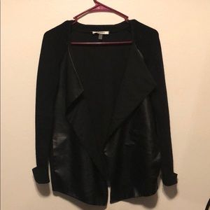 Mixed media/patent leather sweater